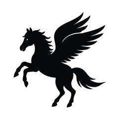 Black Pegasus Silhouette Vector.
