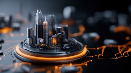 Futuristic Cityscape: Glowing Metropolis at Night