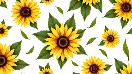 Tropical Sunflower Seamless Tile Pattern for Bright Lounge Decor