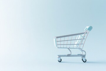 close-up of stylish shopping cart with subtle lighting and shadow play leaving ample copy space for design applications