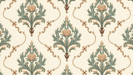 Vintage Floral Tile Pattern: Seamless Design with Muted Colors for Classic Kitchen Backsplashes