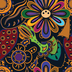 abstract, vector, monochrome, big flowers, all over textiles design, illustration digital image can be used for wrapping paper