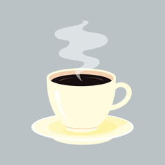 Cup of Coffee on Saucer Vector Illustration, Cartoon Clipart