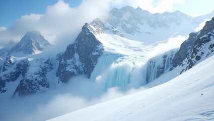 Obraz premium Majestic Avalanche: Capturing Nature's Power in Outdoor Photography