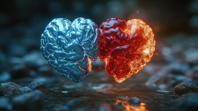 Dual element hearts: frozen and fiery brains in a rocky stream setting