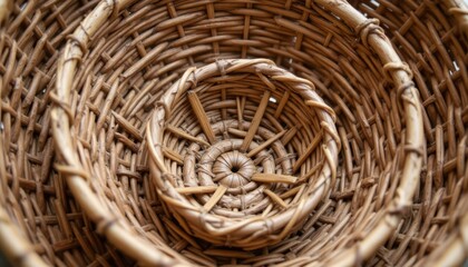 Fototapeta premium A traditional Native craft involves intricately weaving natural materials together to create beautiful and functional baskets