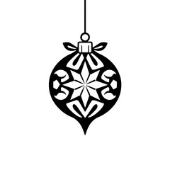 Fototapeta premium Festive Black and White Ornament Illustration with a Detailed Snowflake Design, Symbolizing Holiday Cheer and Winter Season Decorations.