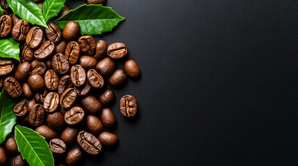 Obraz premium Coffee Beans and Leaves