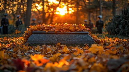 Autumn Sunset Tombstone, Military Honor Guard