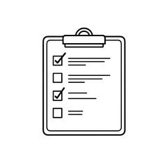 Outline checklist on clipboard with multiple checkboxes.