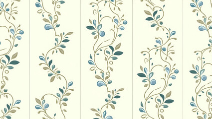 Mediterranean Vine Tile Pattern: Olive Tendrils & Turquoise Accents