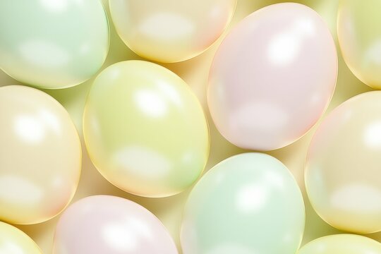 Trendy Pastel Easter Eggs with shiny Texture &ndash; Aesthetic Holiday Background