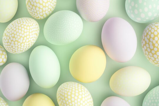 Speckled Pastel Easter Eggs Arranged on a Soft Neutral Background &ndash; Minimalist Holiday Design