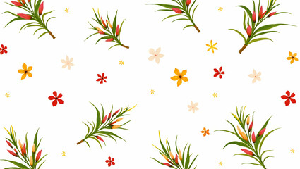 Vibrant Tropical Heather Seamless Pattern with Exotic Elements for Summer Textiles - Stock Photo Concept