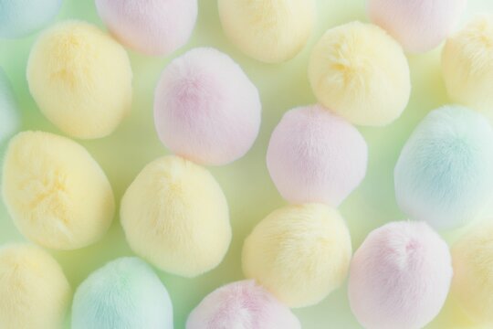 Close-Up of Soft Fuzzy Easter Eggs in Gentle Tones &ndash; Unique Spring Background for Social Media