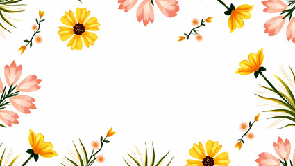 Vibrant Tropical Buttercup Seamless Pattern with Exotic Elements on White - Perfect for Summer Textiles and Photo Stock, Featuring Lively Colors and Space for Design