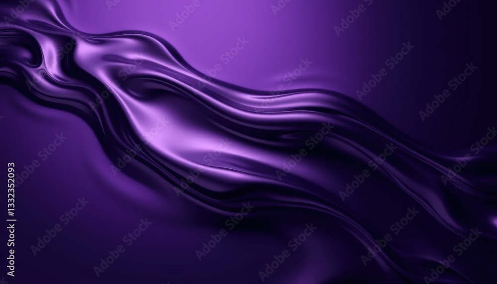Poster abstract 3d render dark violet fluid with chrome reflection