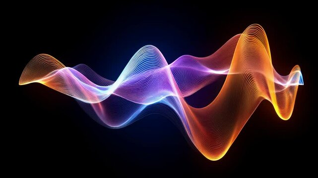 A minimalist abstract representation of quantum physics, where glowing data waves form a dynamic futuristic scientific concept