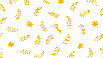 Botanical Calendula and Leaves Seamless Pattern on White Background: Perfect for Spring Textiles, Branding, and Packaging Designs with Space for Customization