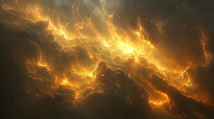 Golden Nebula Space Background Abstract Cosmic Design