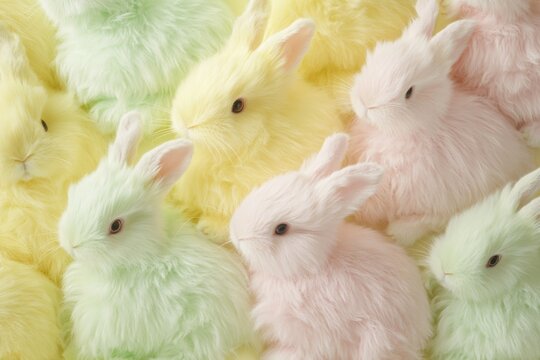 Cute and colorful rabbits forming a festive background for seasonal designs  
