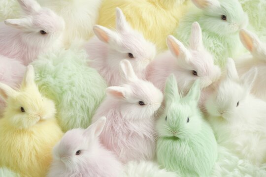 Adorable pastel bunnies creating a perfect Easter cover or digital backdrop  