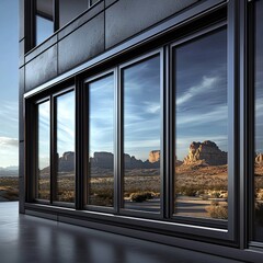 Striking visual contrast between man-made structures and natural landscapes.