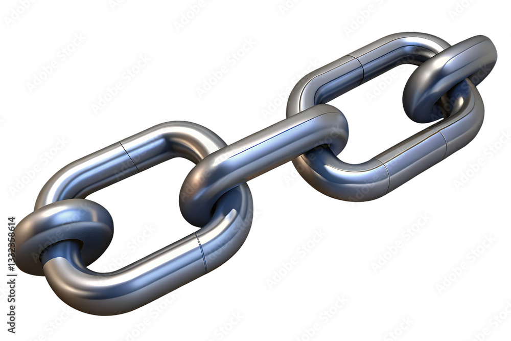 Poster interlinked metal chain links connection, teamwork, and unity concept