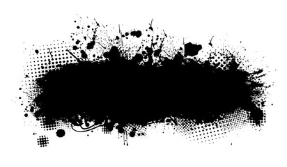 Splatter Paint Texture . Black Spray Blot of Ink. Place illustration Over any Object to Create Grungy Effect . hand drawn. Not AI, Vector
