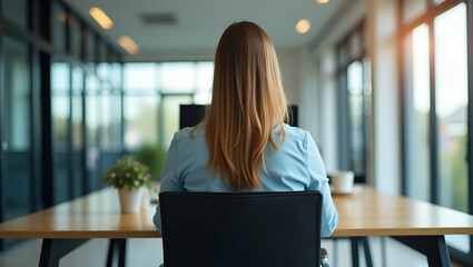 Flat Vector Illustration of Young Businesswoman Focused on Work