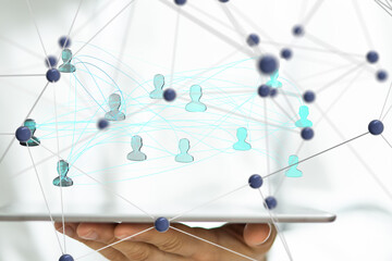 Global network. Blockchain. 3D illustration. Neural networks and artificial intelligence. Abstract