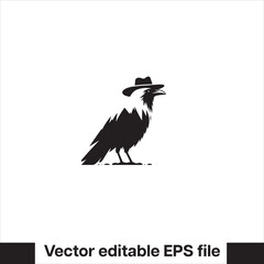 Western Raven vector with hat, logo