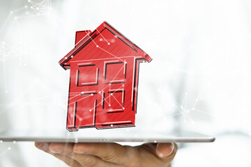 home choice Big data and artificial intelligence concept. Machine learning and cyber mind domination
