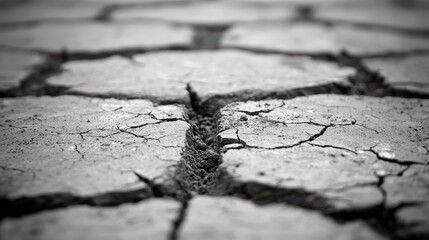 Obraz premium Cracked earth, drought, arid land, close-up, texture, environmental impact