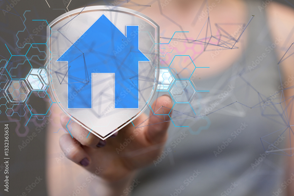 Poster iot home Telecommunication network and wireless mobile internet - neural network exposure digital