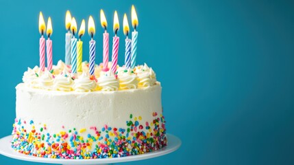Birthday cake adorned with candles