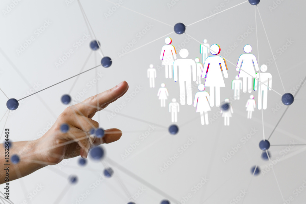 Poster Global network. Blockchain. 3D illustration. Neural networks and artificial intelligence. Abstract