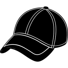 cap black silhouette vector, Simple silhouette Design vector icon with white background.