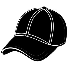 cap black silhouette vector, Simple silhouette Design vector icon with white background.