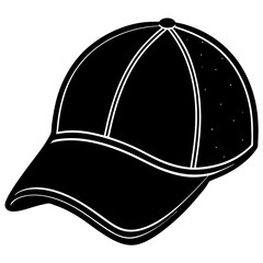 cap black silhouette vector, Simple silhouette Design vector icon with white background.