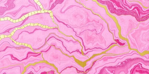 Fototapeta premium Abstract pink gold marble mosaic art deco wallpaper Geometric marbling texture, artificial stone tile, marbling, marble