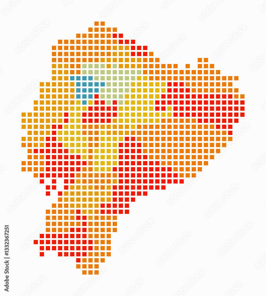 Aufkleber ecuador dotted map. digital style map of the country on white background. ecuador shape with square 