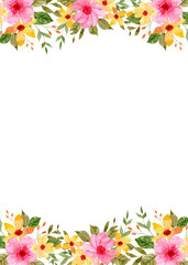 Watercolor flowers background vector for design.