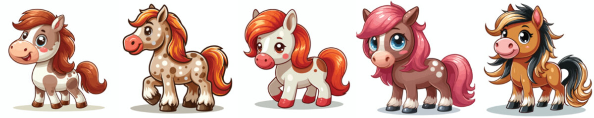cute horse vector set