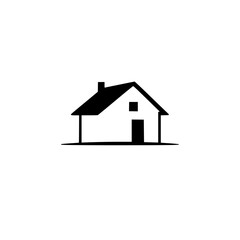 A Minimalist Black and White House Icon Depicting Architecture & Property Concepts