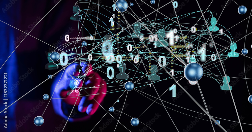 Poster abstract technology group and data 3d