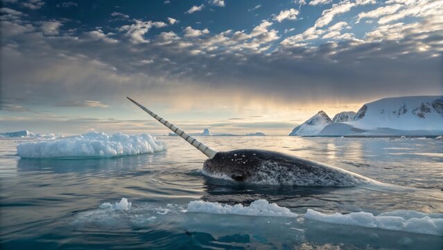 Narwhal Emerging from Arctic Ice