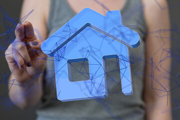 home choice Big data and artificial intelligence concept. Machine learning and cyber mind...