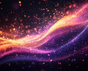 Abstract artistic image featuring flowing glowing particles and bokeh effects