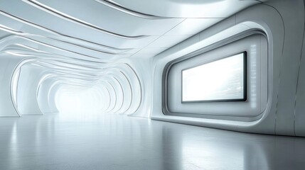 Generic modern interior showing digital billboard for advertisement